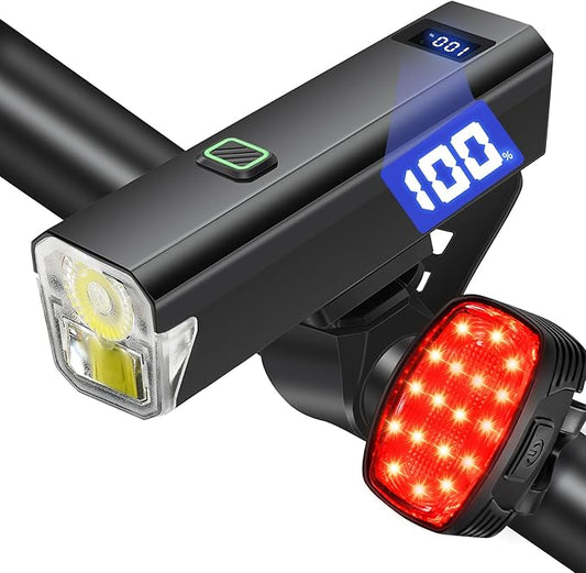 DARKBEAM 6000LM Bike Headlight USB- C Rechargeable, High Lumen Super Bright Bike Light Set for Night Riding, 12+5 Modes Waterproof Bicycle Lights for Road, Mountain, Cycling