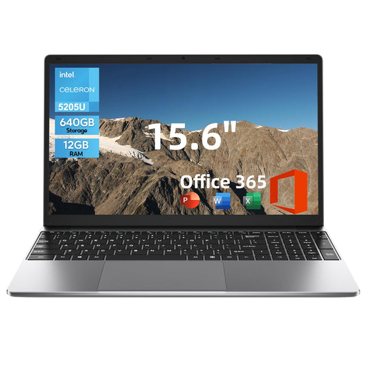 15.6 Inch Laptop with Office 365, 4GB RAM, 128GB Storage Expandable 1TB, 5205U Processor, HD Display, Windows 11 Laptops Computer, Wi-Fi 5, BT4.2, Numpad, Type-C, for Business and Students.