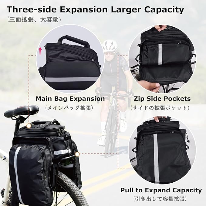 YAPJEB Bike Bags for Bicycle Rear Rack, Trunk Pannier Saddle Seat Bag Carrier for Commuter Cycling Travel(Red)