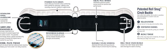 Weaver Equine Airflex Straight Cinch 28 Inch Black