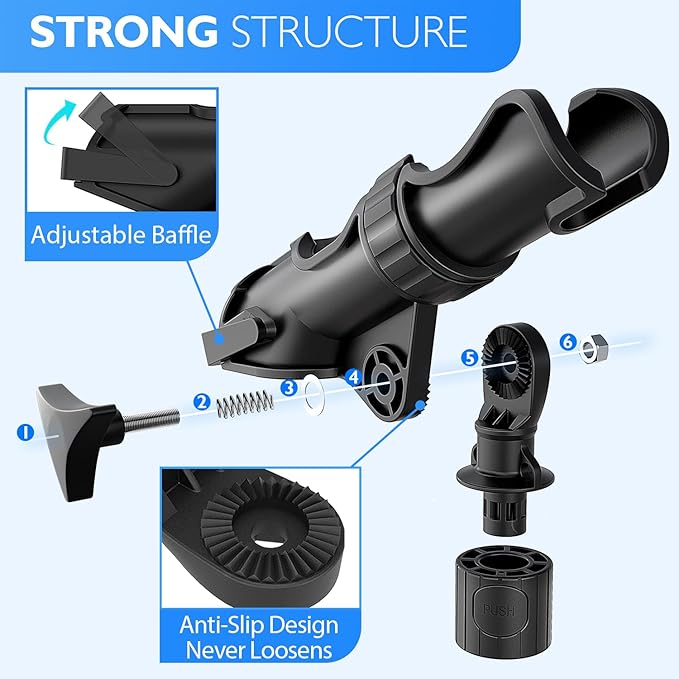 2 Pack Kayak Fishing Rod Holders - Large Size, Adjustable, Durable, Secure Track Mount for Kayak Canoe Anglers, Kayak Accessories