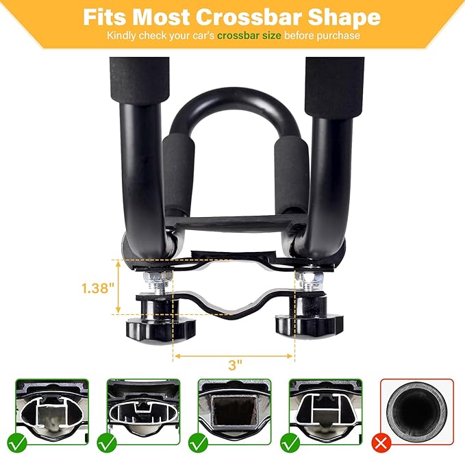 PIRIPARA Kayak Roof Rack 2 Pairs J-Bar Carrier Holder for Canoe, SUV, Cars, Truck, Surf Ski, Car Top Mount Racks for Trip, Set of 4