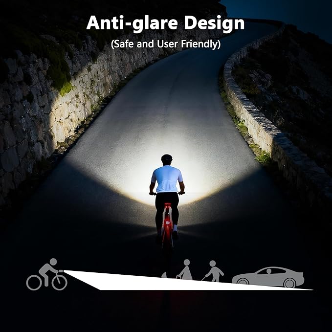 Bike Lights for Night Riding,1500 Lumens High&Low Beam Front Light, OLED Display USB-C Rechargeable Bicycle Lights,IPX6 Waterproof Ebike Headlight with Tail Light for MTB,Off-Road,City Riding