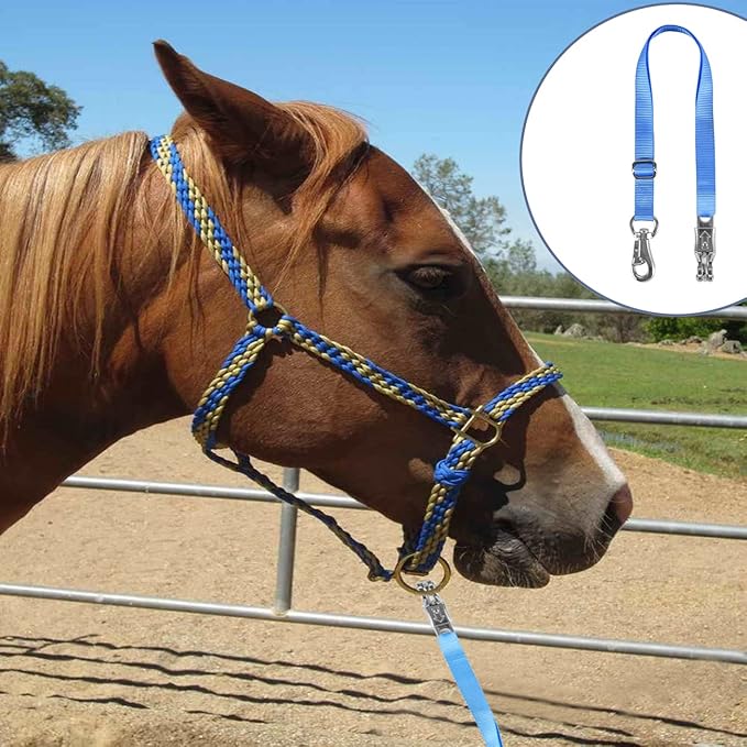 Rosemarie Trailer Cross Tie, Horse Haulage Adjustable Nylon Straps Leads with Panic Snap Fixed Eye Equestrian Equipment