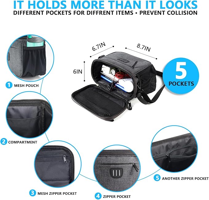Bike Handlebar Bag with Rain Cover, Shoulder Strap, Bike Basket Front with Phone Holder 6.8", Road Mountain Bicycle Pouch for Kids Men Women