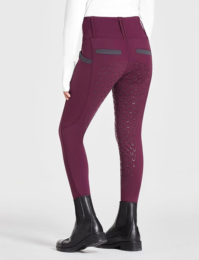 FitsT4 Sports Girls Riding Pants Full Seat High Waist Kids Equestrian Breeches Horse Schooling Tights Zipper Pockets
