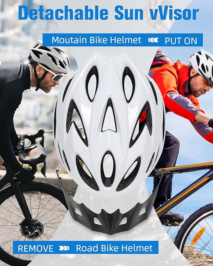 Zacro Adult Bike Helmet, Lightweight Bicycle Helmet with Removable Pads and Visor, CPSC Certified Safety Helmet for Men Women, Mountain Road Cycling Helmet for Adult