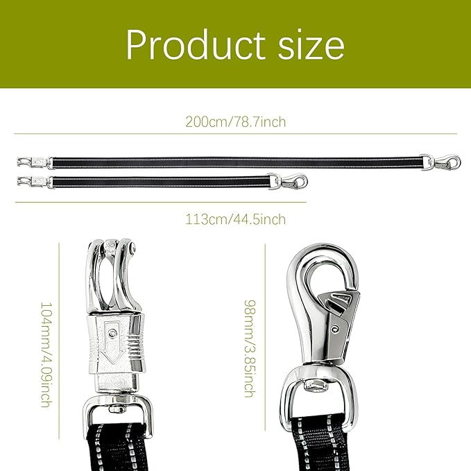 Cross Ties for Horses 2 Pack, Horse Trailer Tie with Panic Snap & Bull Snap, Adjustable Nylon Cross Tie Adjusts 44.5" to 78.7" for Horse Supplies, Black