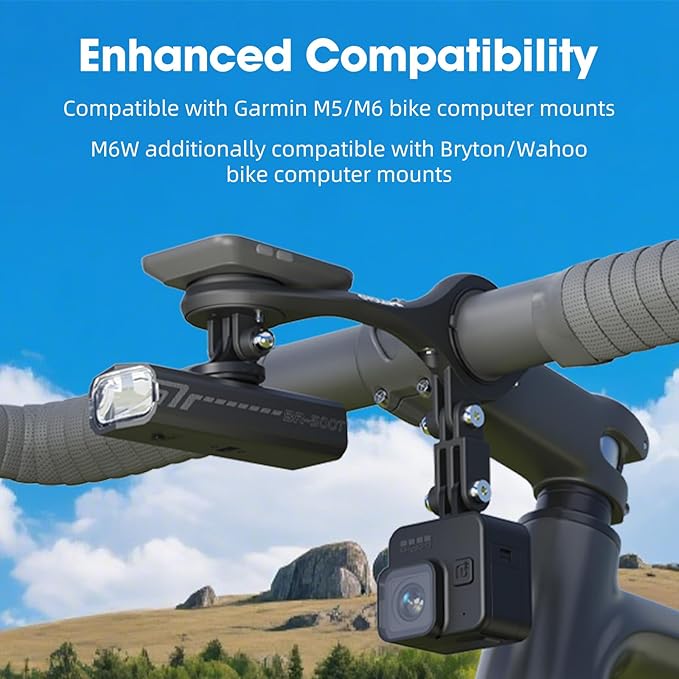 Out Front Mount Compatible with Garmin Edge GPS Bike Computer, XOSS G/G+, iGPSPORT Bike Light & Gopro Cycling Handlebar 25.4mm 31.8mm(M6)