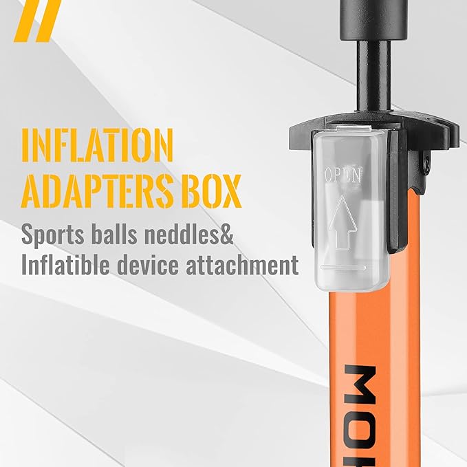 MOHEGIA Bike Floor Pump with Gauge: Air Bicycle Pump with High Pressure 160 PSI,Fits Schrader and Presta Valve -Inflator with Ball Pump Needles for MTB Road Bike, Ball, Balloon, Inflatables