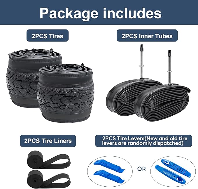 YUNSCM 2-PCS 700C Road Bike Tires 700x32C/32-622 and 700C Heavy Duty Bike Tubes Presta Valve Compatible with 700x30C 700x31C 700x32C 700x33C 700x34C Bike Bicycle Tires and Tubes (Y-1126)
