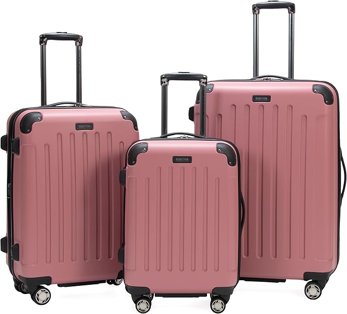 Kenneth Cole REACTION Renegade Luggage Expandable 8-Wheel Spinner Lightweight Hardside Suitcase, Peony, 3-Piece Set (20"/24"/28")