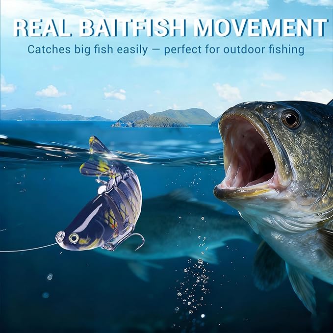 Fishing Lures Multi Jointed Fish Fishing Kits Slow Sinking Lifelike Swimbait Freshwater and Saltwater Crankbaits for Bass Trout Bass Lures