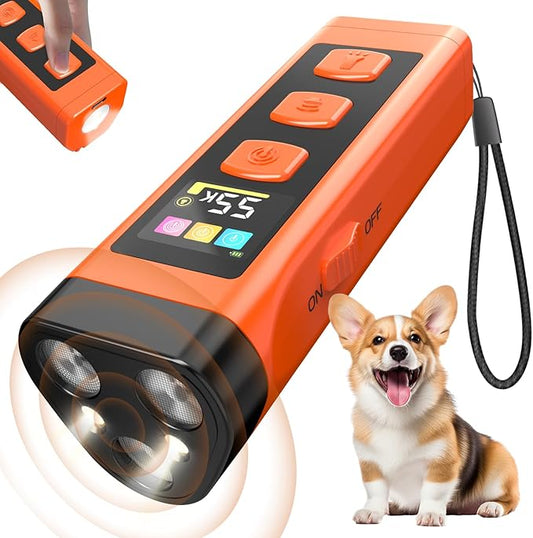 Dog Bark Deterrent Device, Ultrasonic Dog Trainer, Anti Barking Device with 65FT Range, Humane Bark Control for Dogs, 3 Training Modes, Works Indoors & Outdoors