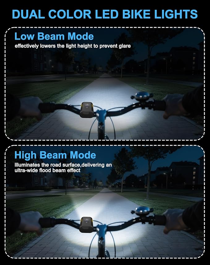 Bike Lights, 17 LED 4800 Lumen Bicycle Light with 4 Modes, 10000mAh USB Rechargeable Bike Light, Bike Headlight with Digital Power Display, Wide Beam Bike Lights for Night Riding