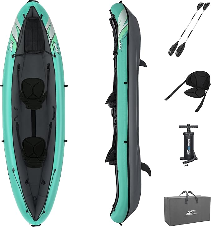 Bestway Hydro Force Inflatable Kayak Set | Includes Seat, Paddle, Hand Pump, Storage Carry Bag | Great for Adults, Kids and Families