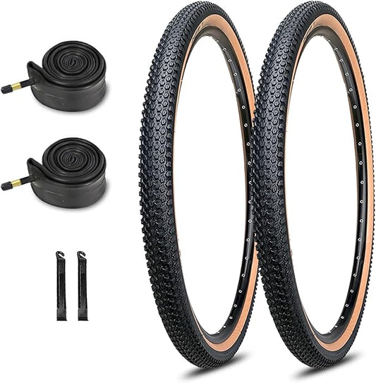 2-Pack Hybrid Bike Tire Kit: 26/27.5/29-inch Lightweight Bicycle Replacement Tires with Inner Tubes and Tire Levers Compatible with MTB,Urban Bike,26 x 1.95/27.5 x 2.1/29 x 2.25
