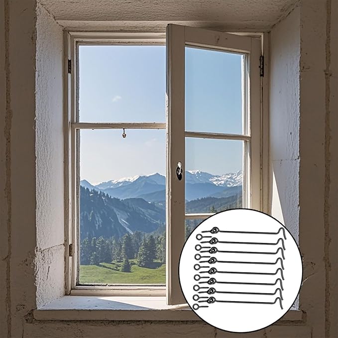 8 Pcs 4 inches Cabin Hook Eye Latch Gate Door Swivel Window Door Hook with Mounting Screws (Black, 4 inches)
