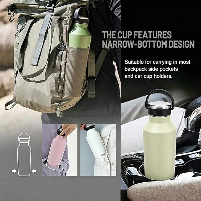 TYESO Stainless Steel Vacuum Insulated Water Bottle, Insulated Water Bottle with Soft Silicone Carry Handle (KHAKI, 25 OZ)