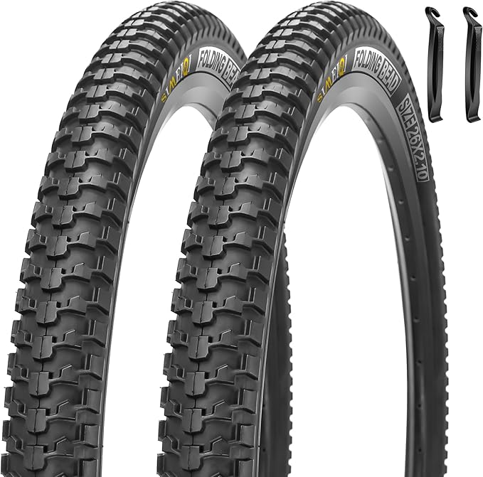 2 Pack 26x2.1 / 29x2.125 Bike Tires 3mm Anti-Puncture Layer with or Without 26x1.75/2,125 Inner Tubes for Mountain Trail City Bicycle Folading Replacement Tyres