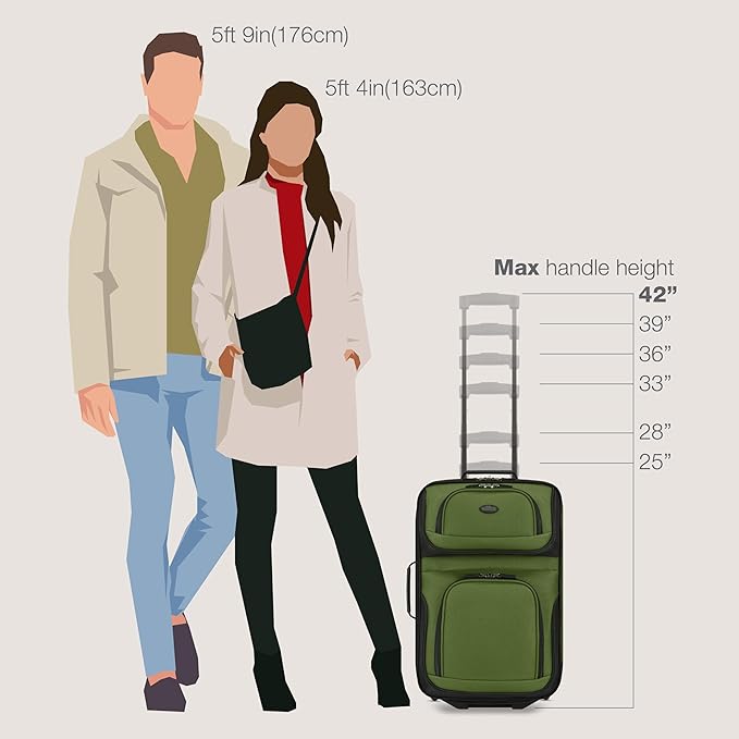 U.S. Traveler Rio 軽量ソフトサイド機内持ち込みスーツケース（2輪セット、グリーン）