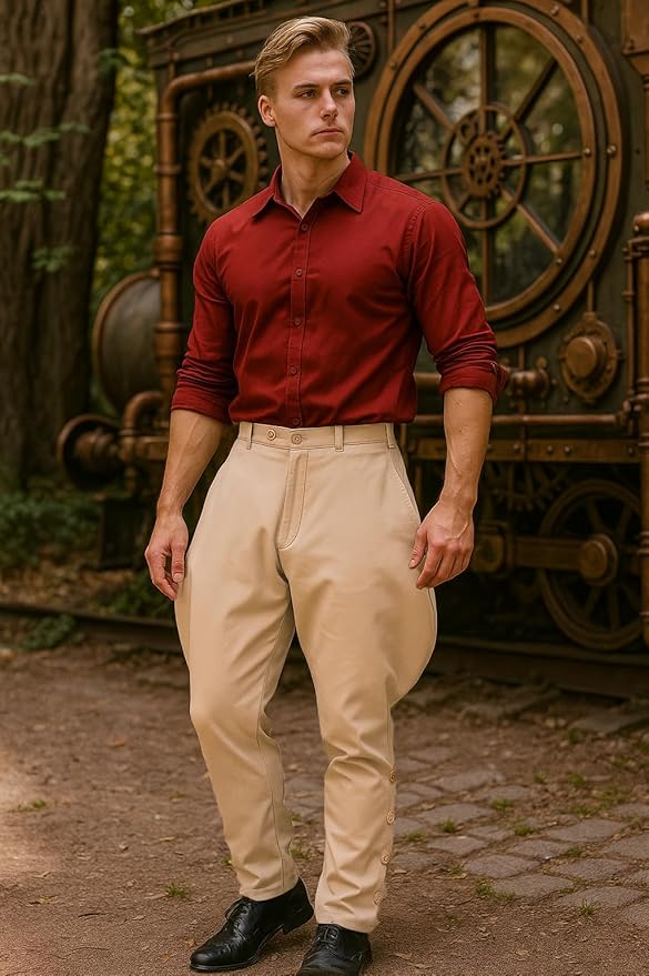 ThePirateDressing Steampunk Victorian Cosplay Costume Mens Archibald Jodhpur Pants Trousers
