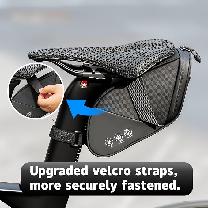 Bike Saddle Bag - Waterproof Bike Bag Under Seat, Durable 900D Cycling Pouch with Reflective Area & Tail Light Loop, Fits Road, Mountain