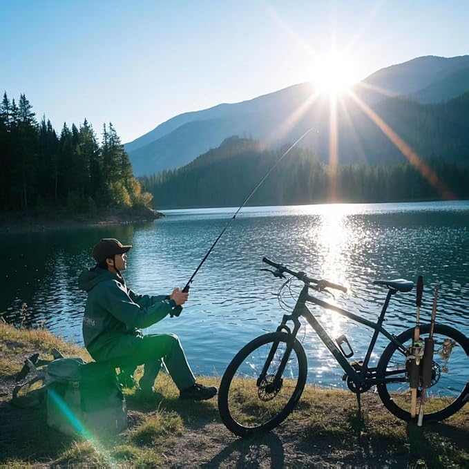 Bike Fishing Rod Holder,Secures Fishing Pole to Bicycle,Bike Fishing Rod Rack and Carrier