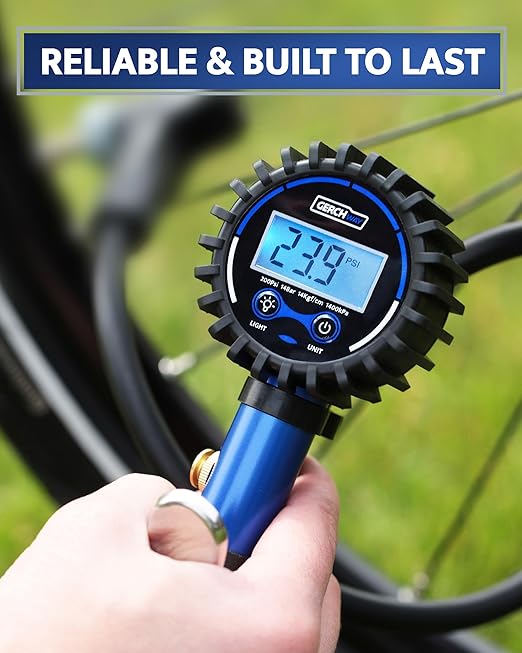 GERCHWAY Presta Valve Air Chuck – Digital Bike Tire Inflator with Pressure Gauge – Schrader to Presta Valve Adapter for Air Compressor