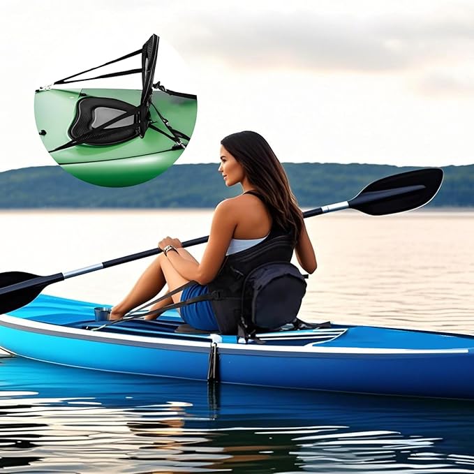 NEW-Vi Universal Deluxe Detachable Kayak Seat Paddle Board Seat Canoe Seat Kayak Seats with Back Support, 4 Adjustable Straps High Back Support, Form-Fitting for Kayaks SUP Fishing Boat Rowboat