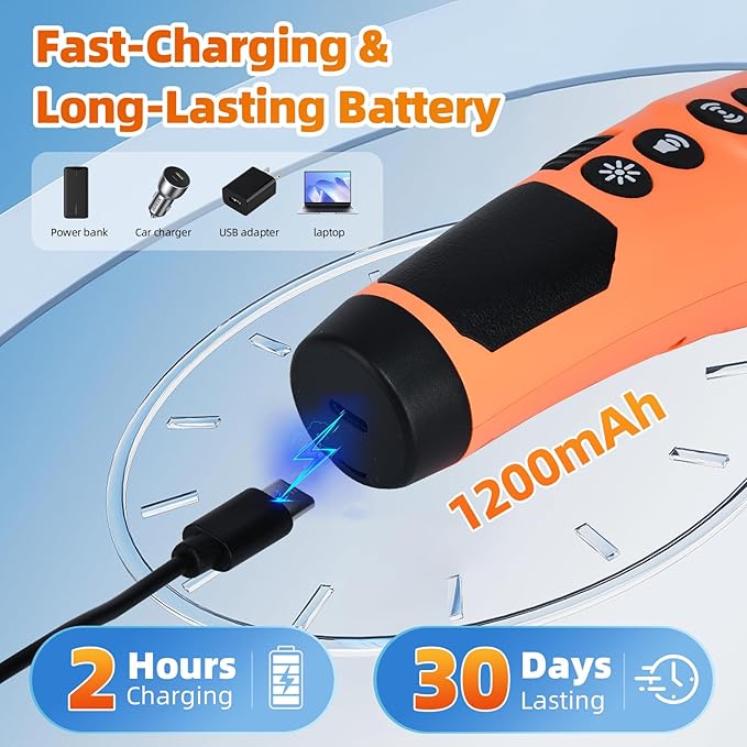 4X Ultrasonic Dog Bark Deterrent Device, 2026 Newest Stop Neighbors Dog Barking, 4 Nozzles Up 90% Efficiency, 3 Modes Humane Training Tool with Flashlight , Safe for Pet Indoor Outdoor（Orange）