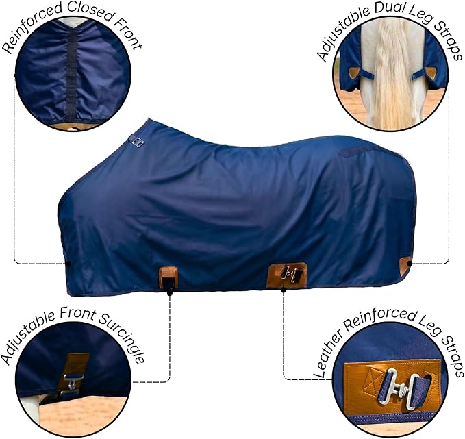 Nylon Horse 420D Stable Sheet | Breathable & Durable Horse Sheet | Keeps Coat Clean, Smooth & Shiny | Adjustable Fit Summer Sheet (60"– 86" Sizes)