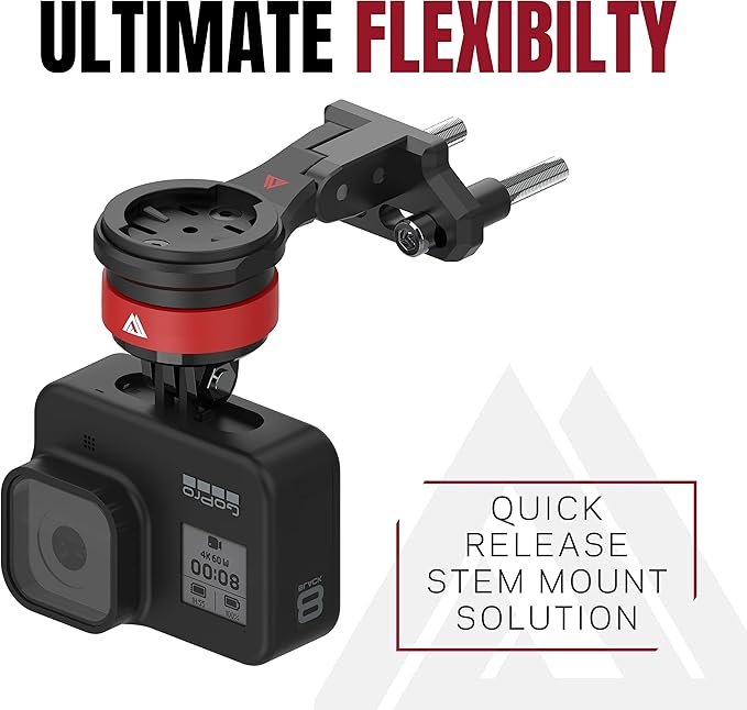 KOM Cycling Quick Release Stem Mount for Wahoo and Garmin Bike Computers (Edge 1040, Elemnt Roam, Elemnt Bolt v2) 1040 Bike Mount Compatible with GoPro Accessories