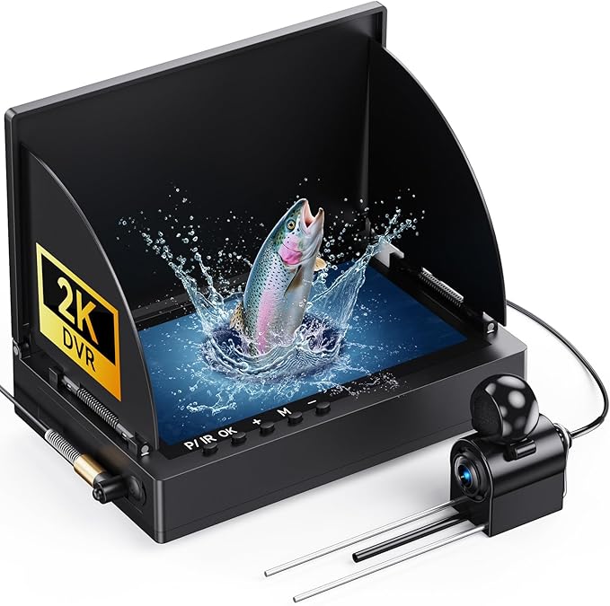 録画機能付き2K DVR水中釣りカメラ 6インチOLED高輝度ディスプレイ | 10000mAhバッテリー、220°広角、IRナイトビジョン | 氷上およびボート釣り用プロフェッショナルポータブルキット