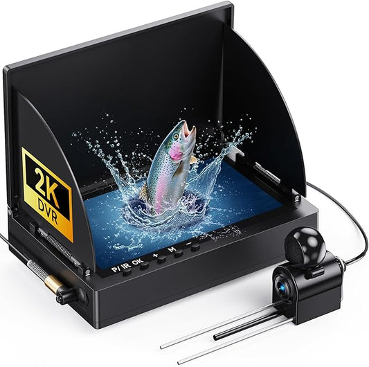 2K DVR Underwater Fishing Camera with Recording 6" OLED Sun-Readable Display | 10000mAh Battery, 220° Wide Angle, IR Night Vision | Professional Portable Kit for Ice & Boat Fishing
