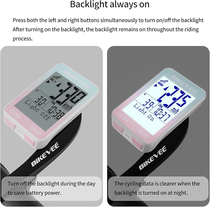 GPS Bike Computer Wireless Bicycle Speedometer Odometer 9 Languages Auto Backlight Auto Start Stop IPX7 Waterproof 2.4 Inch LCD Supports MPH KMH