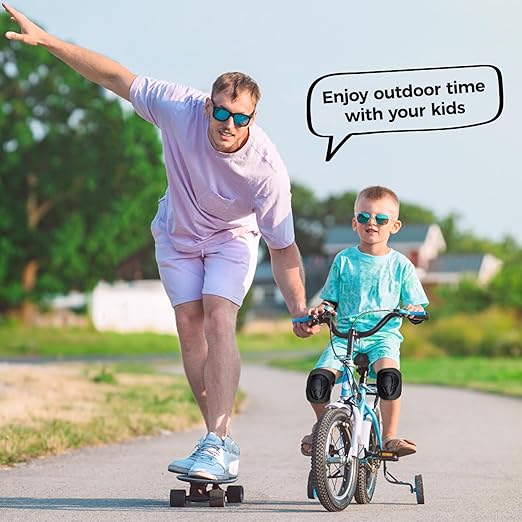 BOSONER Basic Kids Protective Gear: Kids Knee Pads and Elbow Pads with Wrist Guards Set for 3-15 Years - Design for Roller Skates, Cycling, BMX Bike, Skateboard, Inline Skating, Scooter Riding Sports