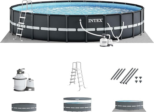 INTEX Ultra XTR 18 ft x 52 in Above Ground Pool Set, Round Swimming Pool with Steel Frame, 2100 GPH Sand Filter Pump, Ladder, Cover, & Ground Cloth