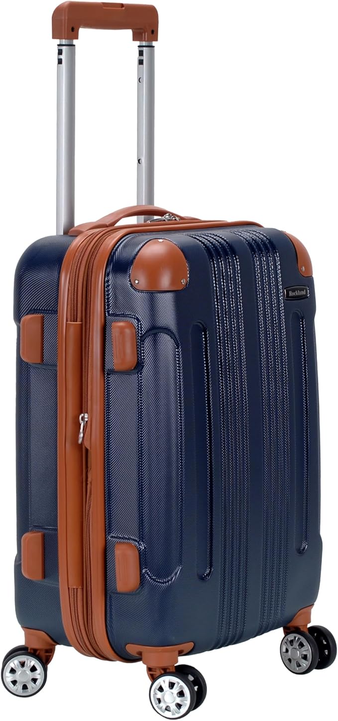 Rockland London ハードサイドスピナーホイール荷物、ネイビー、機内持ち込み20インチ