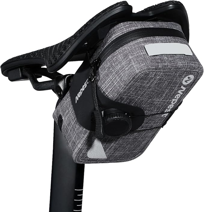 Nepest Bike Seat Bag Waterproof Ripstop Bike Saddle Bag 0.6L Portable Small Cycling Bicycle Under Seat Storage Pack, Dark Grey