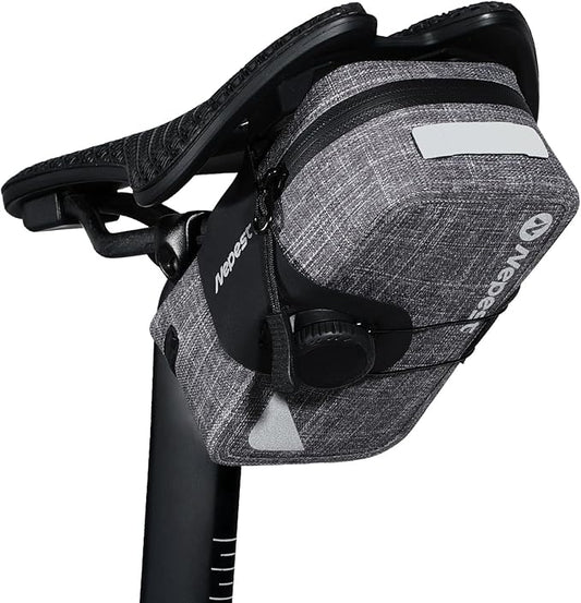 Nepest Bike Seat Bag Waterproof Ripstop Bike Saddle Bag 0.6L Portable Small Cycling Bicycle Under Seat Storage Pack, Dark Grey