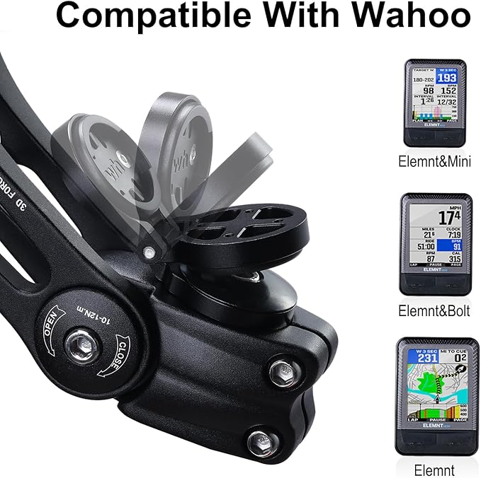 Bike Stem Mount Adjustable Bicycle Computer Mount for Wahoo Elemnt Bolt and Mini, Black