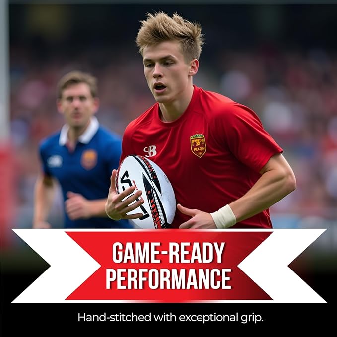 LUCA League Rugby Ball Size 4 & 5 | Hand Stitched, 3-Ply Durable Construction | Super Grip Texture | Training & Match Play Rugby Ball