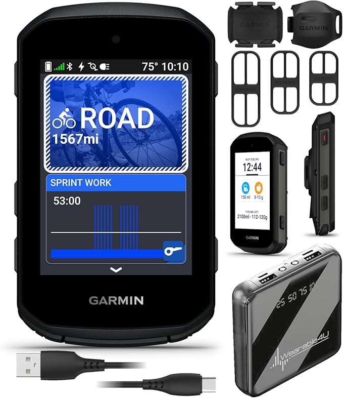 Garmin Edge 550 Compact GPS Cycling Computer 2.7" Vivid Color Display with Wearable4U PowerBank Bundle