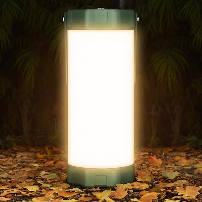Glocusent 106 LEDキャンプライト、最大80時間点灯、5000mAh充電式キャンプランタン、5段階の明るさ、3つのモードとSOS、IP68防水、最大1200ルーメン、停電、ハイキング、緊急時、ハリケーン用ランタン