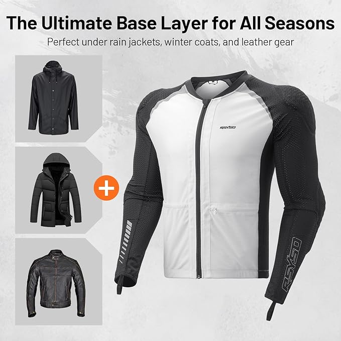 Men's Armored Motorcycle Shirt with CE Certified Protective Mesh Motorcycle Jacket Men with Reflective Strips, All Season Motorcycle Riding Shirt for Motorcycle Bicycle Scooter Riding Gear White