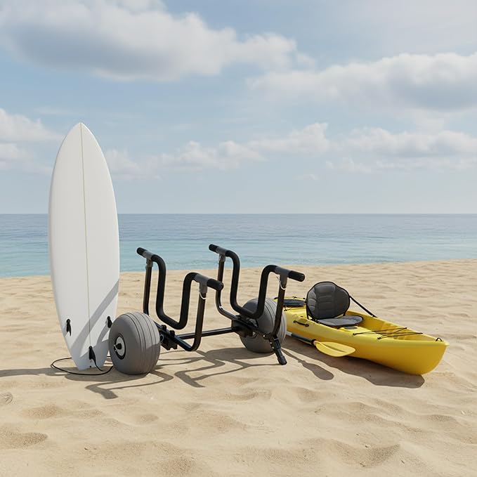 Kayak Cart, Detachable Kayak Dolly Cart Paddle Board Cart with 11" Balloon Wheels for All Terrain