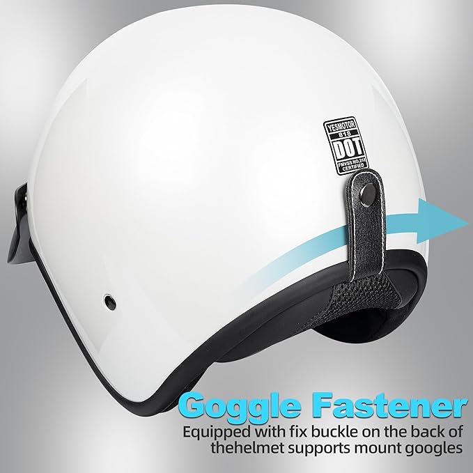 Yesmotor 3/4 Open Face Retro Motorcycle Helmet Vintage Helmet for Motorbike Casco, Moped, Cruiser, Bobber, and Chopper - DOT Approved