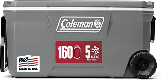 Coleman Classic Series 車輪付き保冷機能付きポータブルクーラー、漏れ防止、アウトドアハードクーラー、氷を最長5日間保持、95リットル