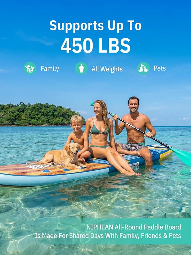 Niphean Inflatable Stand Up Paddle Board with SUP Accessories, Anti-Slip EVA Deck, 10’6’’ Inflatable Paddle Boards for Adults & Youth of All Skill Levels